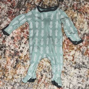 Green Baby Onesie with White Leaf Pattern